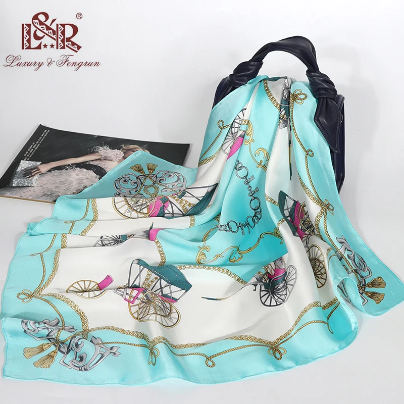 Роскошный брендовый женский шелковый шарф с принтом, атласный квадратный платок, женский платок, хиджаб 70*70 см, платок, шарф для волос, бандана