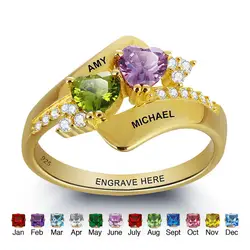 Персонализированные кольцо стерлингового серебра 925 пробы сердце любовь камни обручальные кольца для женщин с коробкой (RI101798)