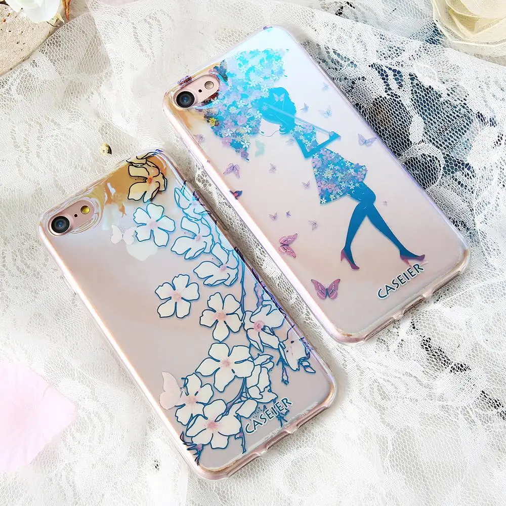 Caseier рисунком чехол для телефона iPhone 7 Plus Мягкие силиконовые ТПУ Чехол iphone 8 Blue Ray