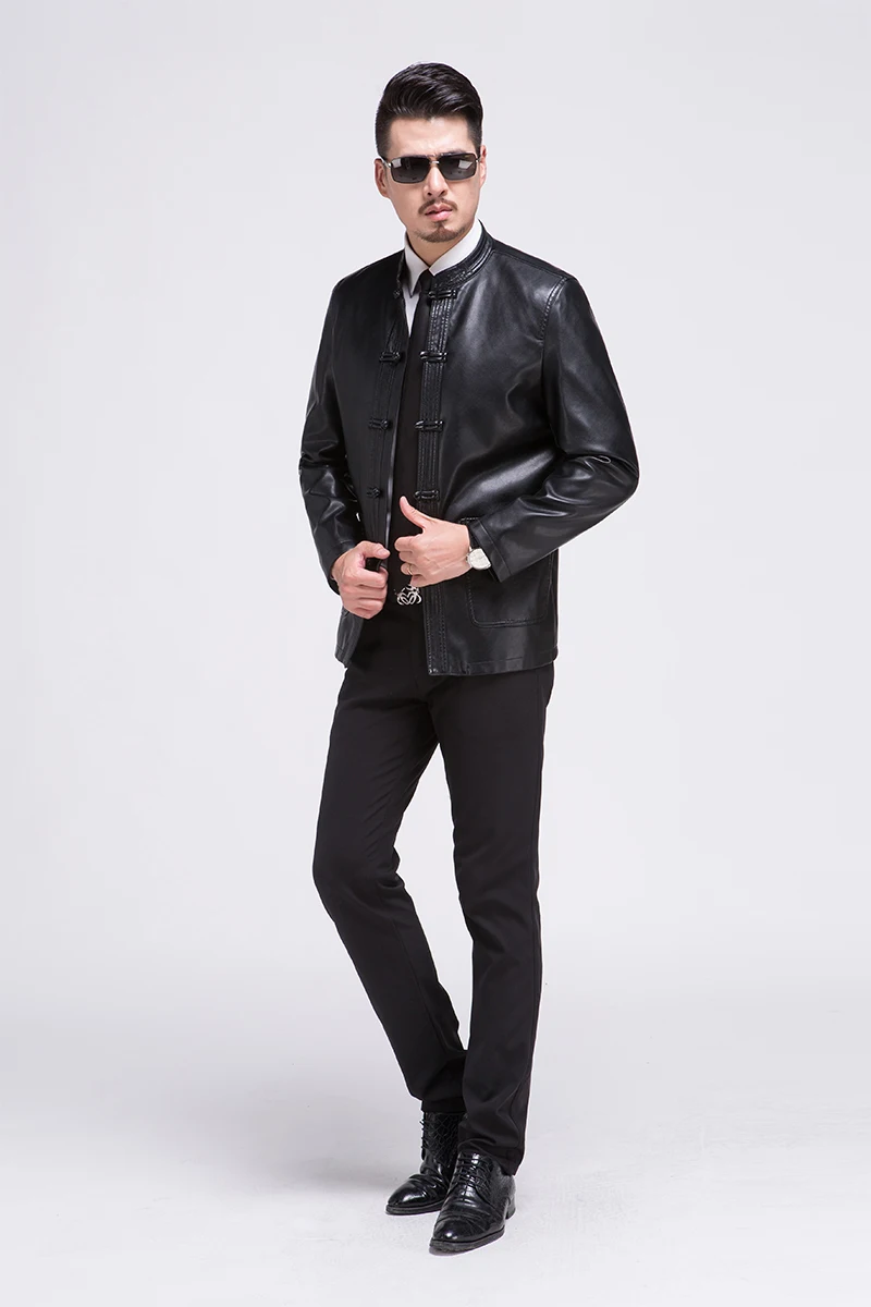 SpringAndAutumnNewElderlyClothesMensLeatherJacketMiddleaged