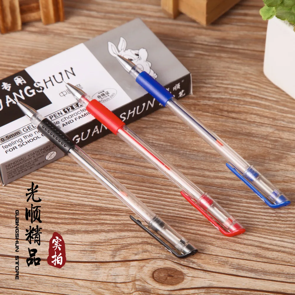 50 Pcs/lot Gel Pen 0.5mm Writing Gel Pens Black Red Blue European