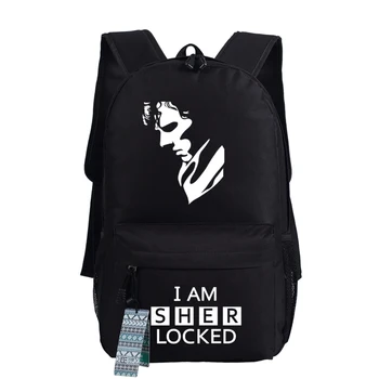 

Sherlock i am Sher locked Backpack Bag Holmes Printing Canvas School Backpacks for Teenage Girls Bags