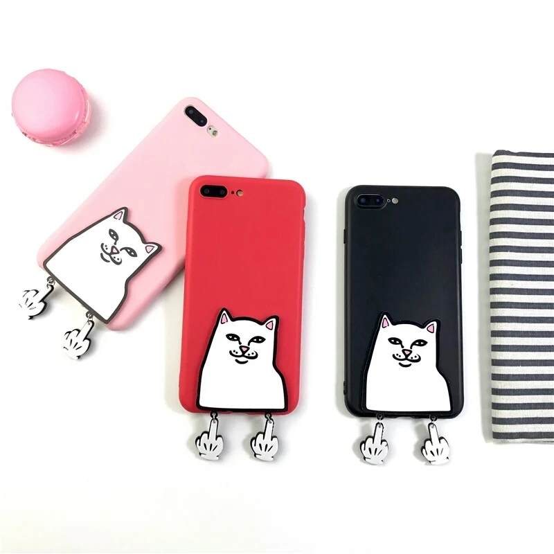 XINGYUANKE для iPhone 8 чехол 3D Забавный мультфильм средний палец кошка телефон Plus