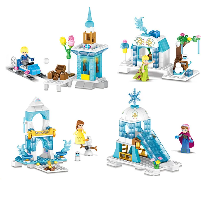 

ew 4 IN1 Legoings Firends Snow Princess Series Castle Park Model Building Blocks Brick Educational Toys For Kids Gift DBP483