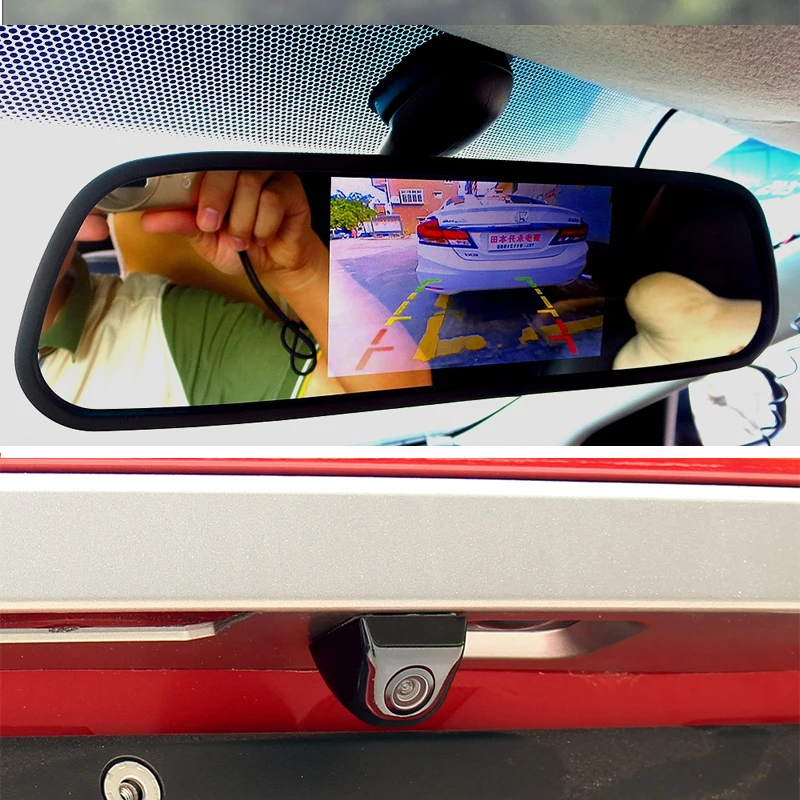 2в1 CCTV видео помощь при парковке 4,3 дюймов автомобиля зеркало заднего вида монитор с заднего вида резервная камера