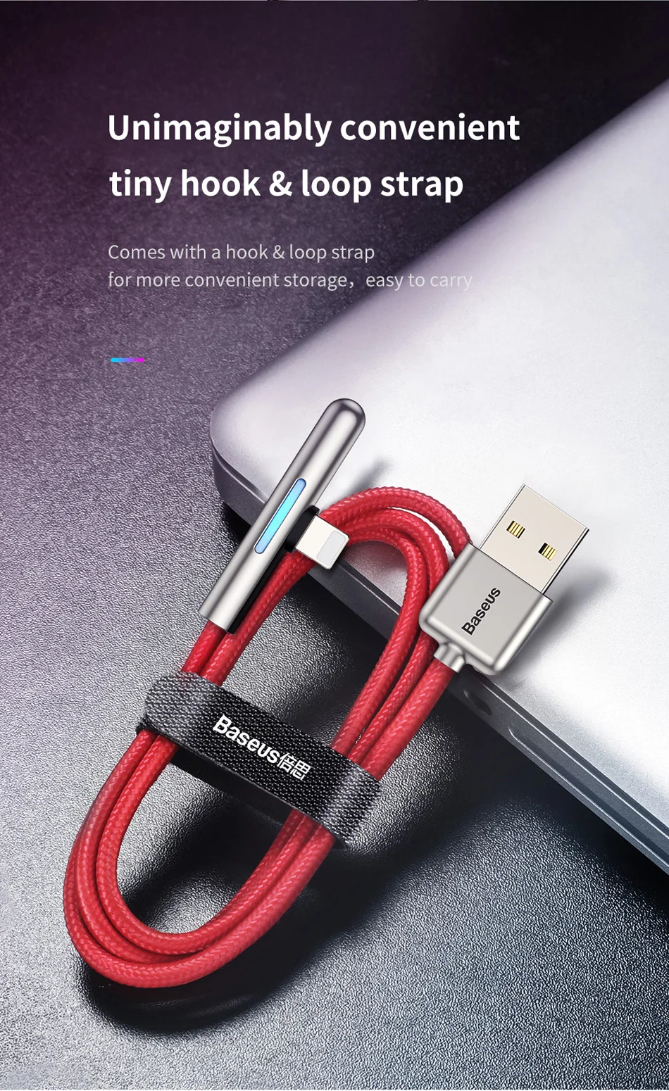 Baseus USB кабель для iPhone Xs XR Xs Max 90 градусов мобильный игровой кабель со светодиодной подсветкой Быстрая зарядка зарядное устройство для iPhone X 8 7 6