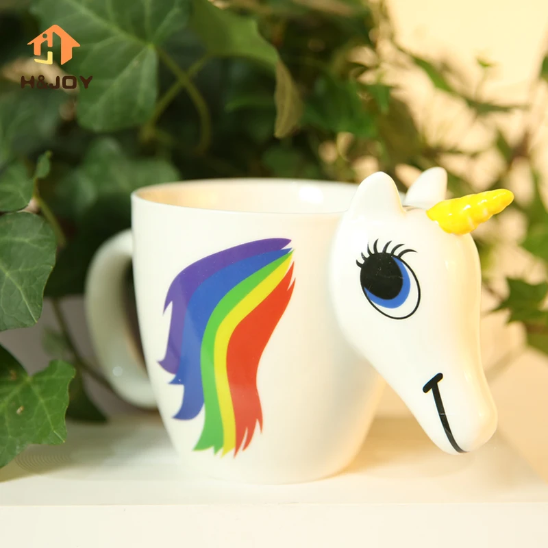 

Cartoon Unicorn Mug Discoloration Cup For Dropship 3D Unicorn Cup caneca Magic Mug color changing Magical Horse Cups Coffee Cup