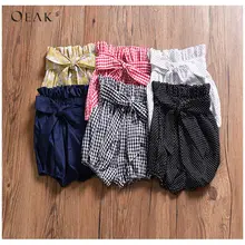 Oeak штаны для маленьких девочек с бантом и деревянными ушками-фонариками; леггинсы для девочек