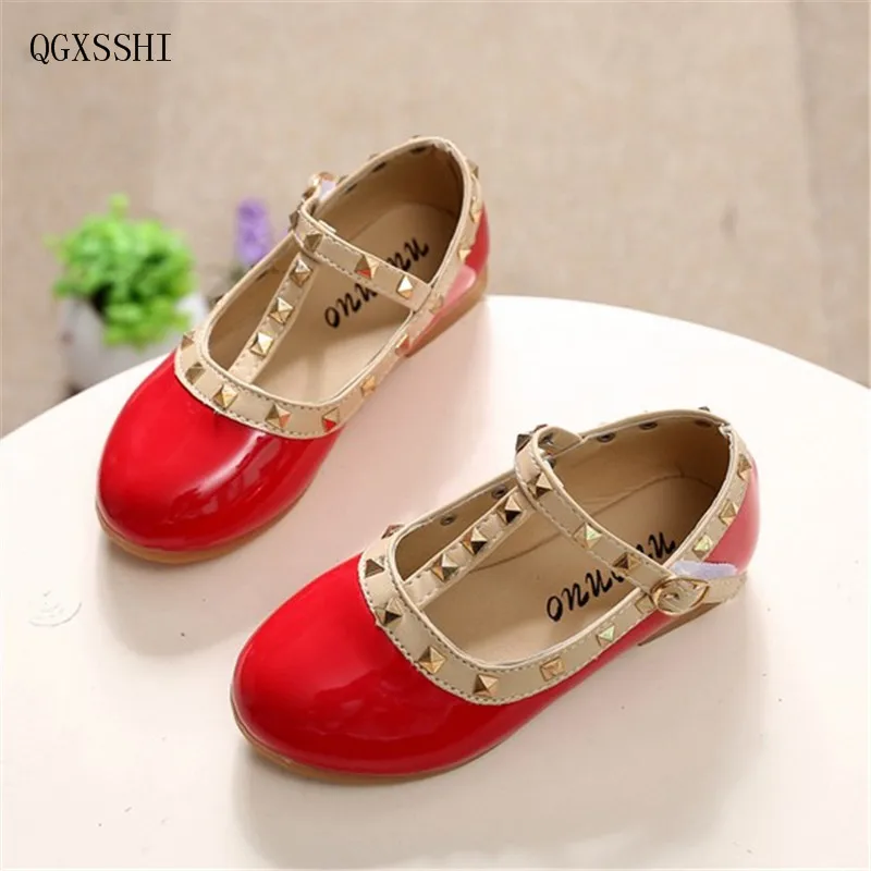 QGXSSHI/детская обувь; сезон весна-осень; коллекция года; модные популярные модели; обувь принцессы в Корейском стиле для девочек; детская обувь с заклепками