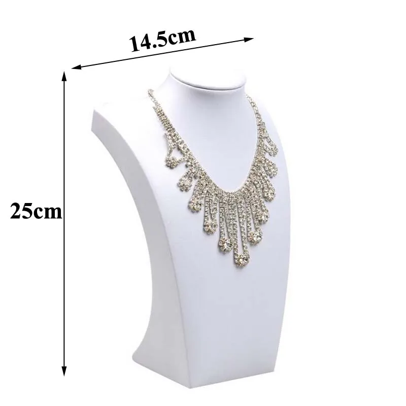 White PU leather Necklace Display Model Bust Shelf Accessories Holder Jewelry Rack Jewellery Stand