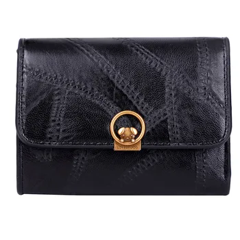 

Women Short Wallet Card Holder Soft Leather Chain Bag Small Card Wallets Female Mini Credit Card Multi-Card Wallet Purse 708