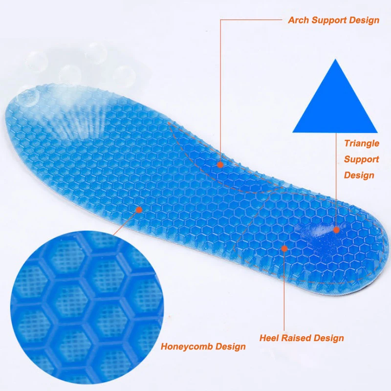 2 пары стелька для поддержки свода сотовая структура массажные стельки Спортивные Беговые Спортивные мягкий силиконовый гель бархатная обувь