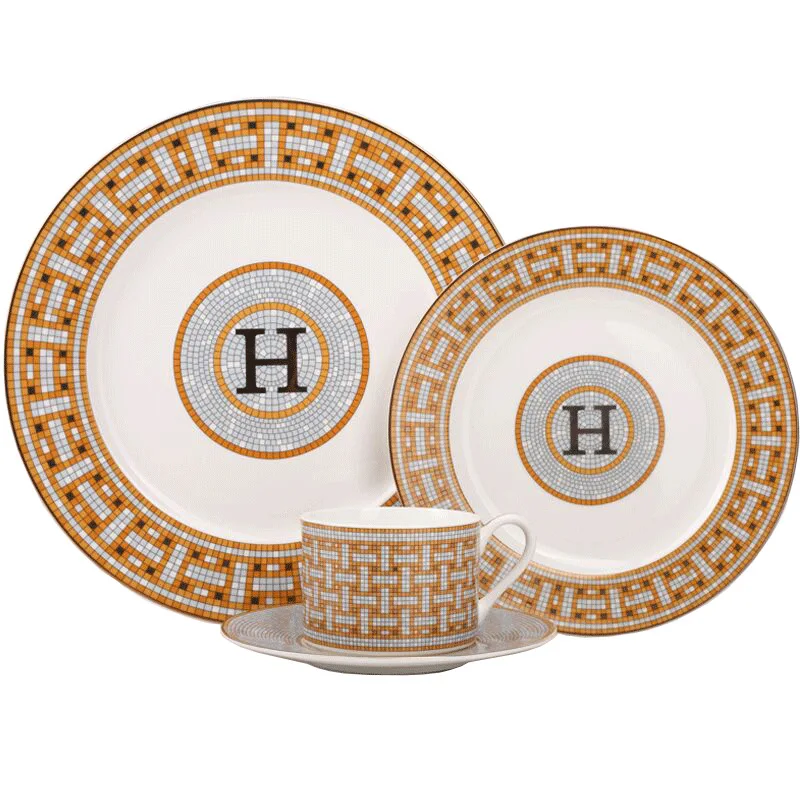 

Bone China Tableware Plate Restaurant Tableware Ceramic Western Plate Dish Dessert Plate Coffee Tea Cup Pastry Dish