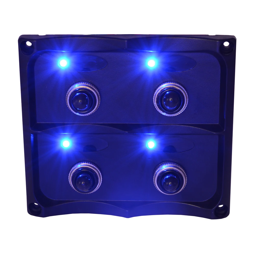 12/24 Volt Waterproof 4 Gang Toggle Marine Switch Panel with Fuse LED