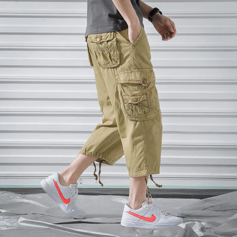 Новые летние мужские брюки карго 3/4 длина повседневные тренировочные военные тактические брюки Карго короткие штаны с несколькими карманами Брюки