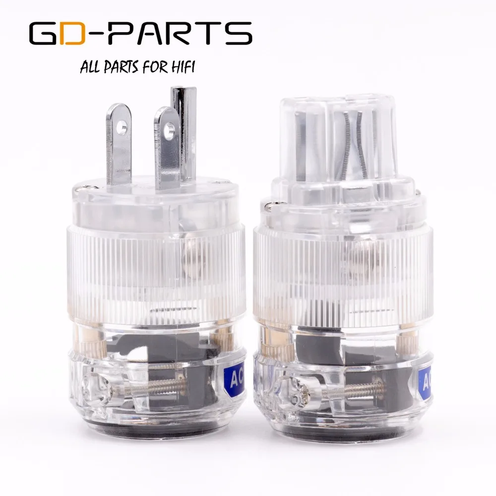

GD-PARTS 1PC Male 3 Prong Copper Mains AC Power Cord Connector Plug Power US IEC320 Standard Nickel Plated Clear Housing