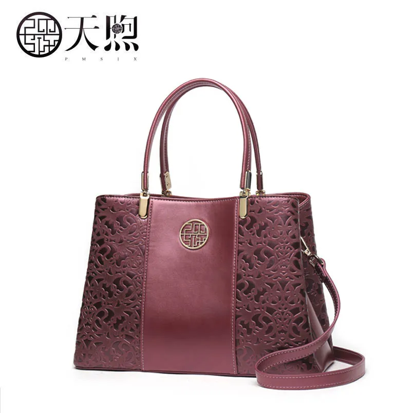 2017 New Pmsix Superior pu leather fashion Embossed women leather handbags women leather shoulder women's bag