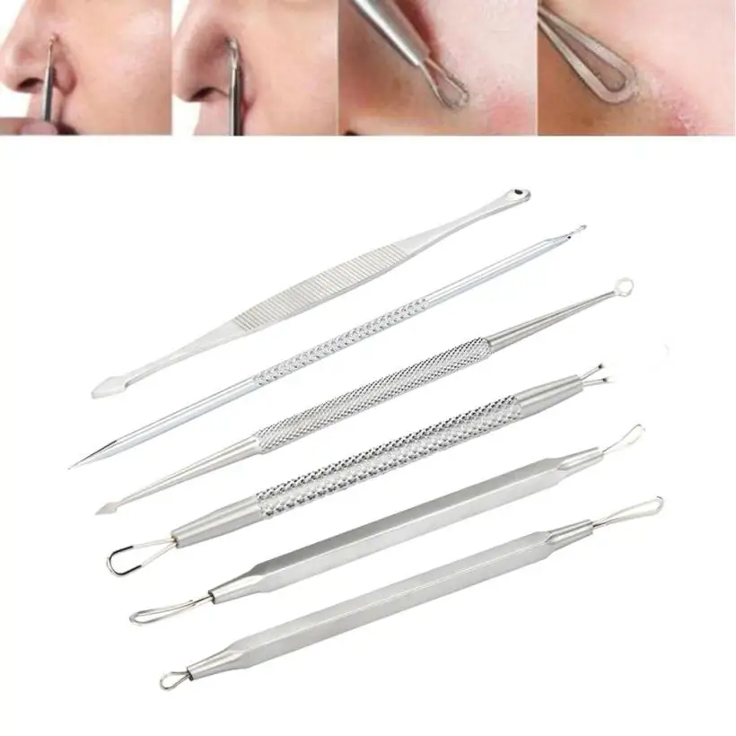 6PCS Stainless steel Blackhead Facial Acne Spot Pimple Remover