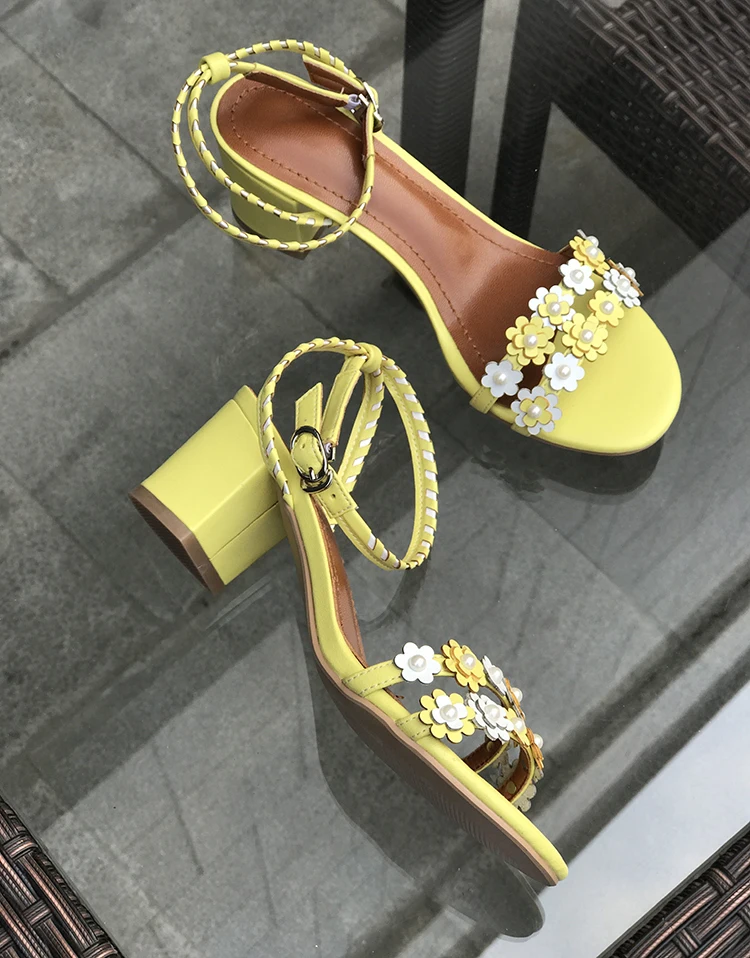 2018 Piste Pic Pic Peep Fleur Talon as Printemps Été Med Plage Sandales Toe Marque As Douce Motif Sapato Chaussures Femme Coloré Feminino FFrZwB