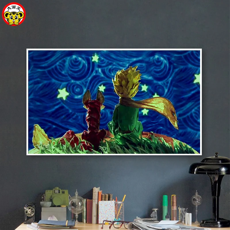 Картина по номерам художественная краска по номерам Сделай Сам Маленький принц и маленькая лиса посмотрите на звездное небо человек вручную заполняющий цвет Decorat