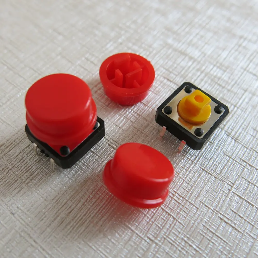 

20sets/lot B3F-4055 12x12x7.3mm push button with Red cover cap Tactile Tact mini Switch Taster schalter