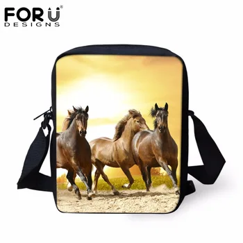 

FORUDESIGNS Fashion Men Women Messenger Bags Cool Animal Horse Printing Small Crossbody Bags Mini Shoulder Bags Satchel Mochila