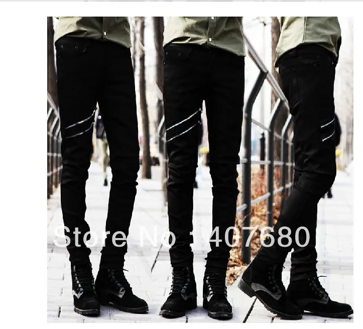 mens black skinny jeans with zippers