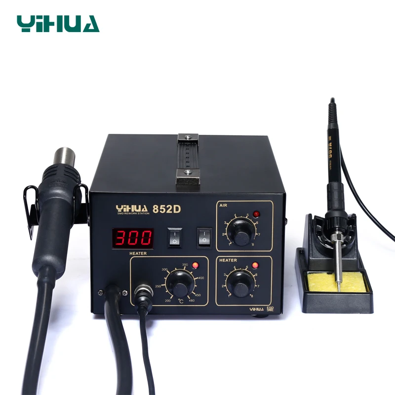 

YIHUA 852D Diaphragm Pump Hot Air Soldering Station LED Display Soldering Iron Station 2 In 1 Functions