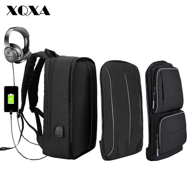 

XQXA Backpack for Men Travel 17 Inch Laptop Backpack School Bag for Teenagers USB with Headphone Charge Mochila Large Capacity