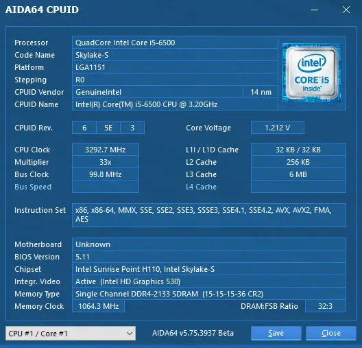 i5 6500 cpuid