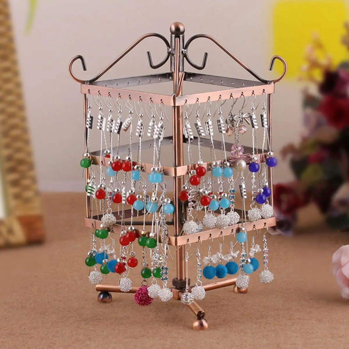 earring jewelry holder tree life jewelry retailing 96 holes bronze round perforated metal rotating rack earring jewelry holder organizer stand hanger layer 24cm heghtin packaging earring jewelry holder tree life jewelry retailing 96 holes bronze round perforated metal rotating rack earring jewelry holder organizer stand hanger layer 24cm heghtin packaging