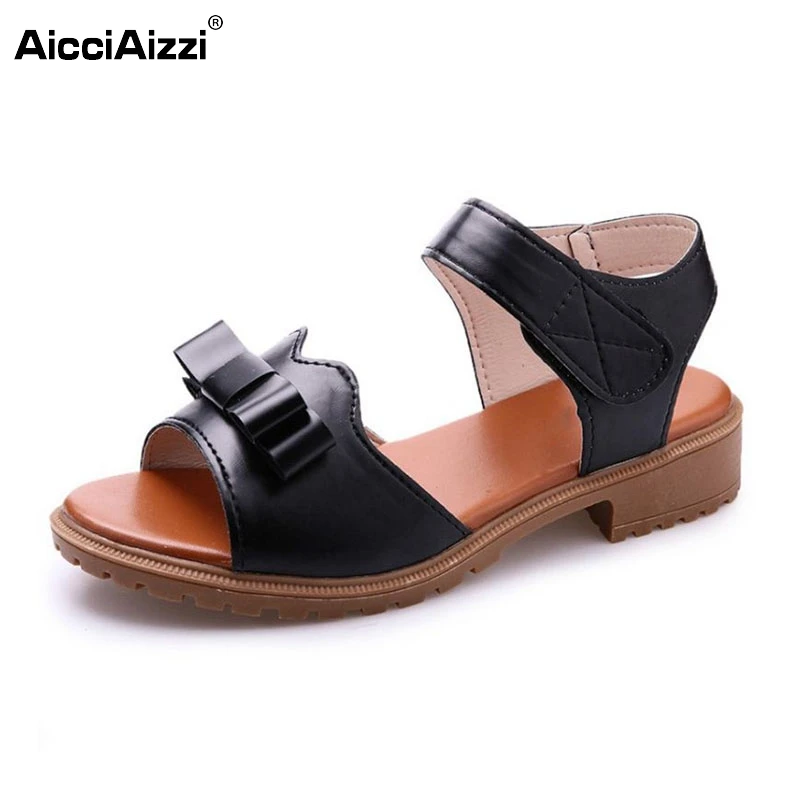

AicciAizzi Fashion Office Lady Bowknot High Heel Sandals Bowtie Open Toe Thick Heel Sandals Summer Beach Women Shoes Size 35-39