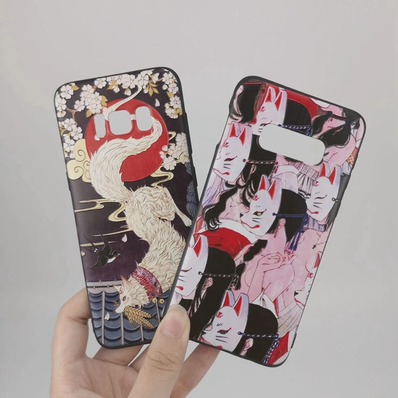 

Emboss Fox Back Case For Samsung Galaxy Note 9 Note 8 S10e S8 Cases Vintage Relief Back Case For Samsung Galaxy S9 S8 Plus S10