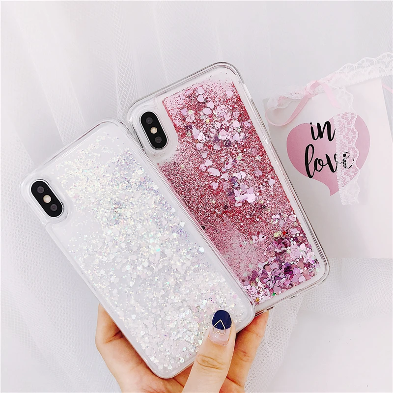 

For iPhone XS Max Case Liquid Quicksand case Dynamic Bling Love Heart Cover For iPhone X XR 5s 6 6s 7 8 Plus Star Glitter Casing