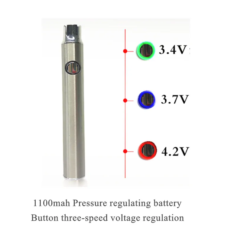 100pcs/lots CBD Preaheating Battery 1100mah Variable Voltage 510 Battery Vaporizer for cbd Vape Pen cartridges E Cigarette