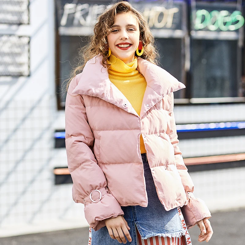 2019 Autumn Winter Down Coat Female Pink Jackets Parka Women Down Slim