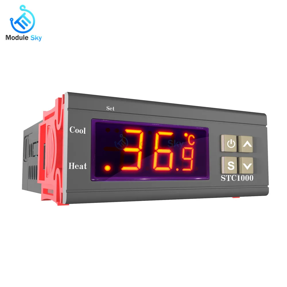 

Two Relay Output LED Digital Temperature Controller Thermostat Incubator STC-1000 AC 110V 220V 10A with Heater and Cooler