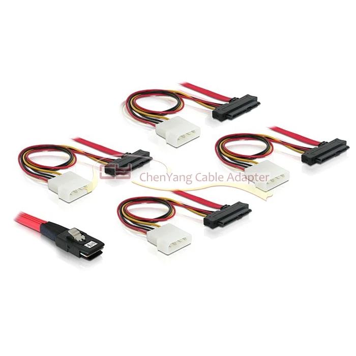 3Ware SAS cable SFF-8087 to SFF-8482 power x4 SAS Red Cable Free Shipping LSI
