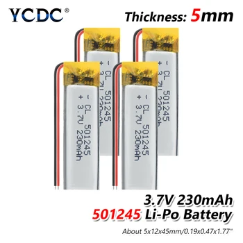 

Lithium Polymer Li-Po ion Rechargeable 3.7V 230mAh 501245 Battery For MP4 MP5 GPS PSP mobile Pocket PC e-books bluetooth