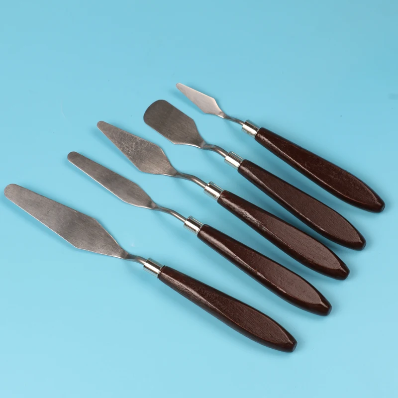  Facemile 5pcs Palette Knife Set Stainless Steel Paint Mixing Scraper Pasty Cream Cake Spatula Fonda