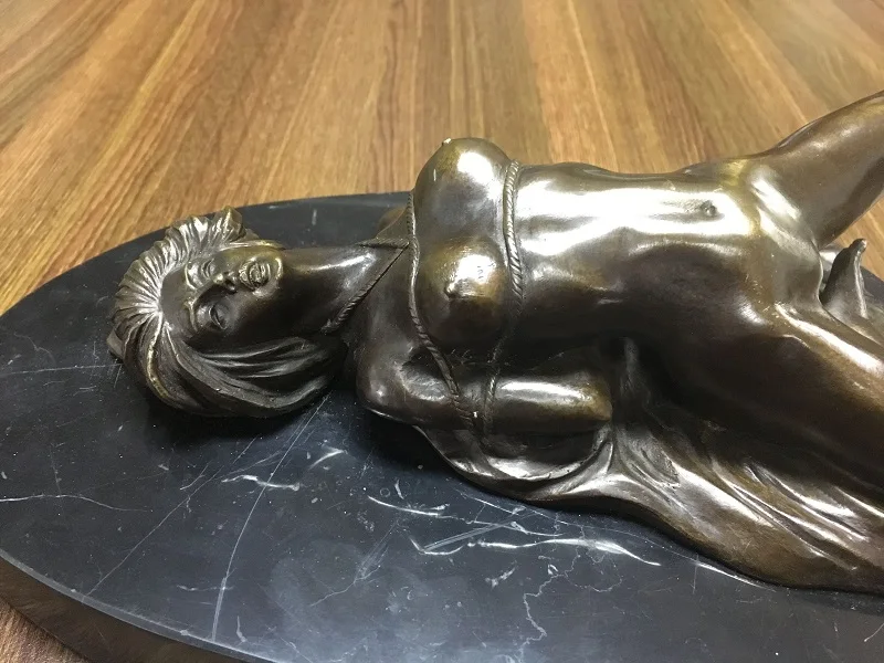 Горячая рабыня бежевая бронзовая скульптура в комплекте женская статуэтка