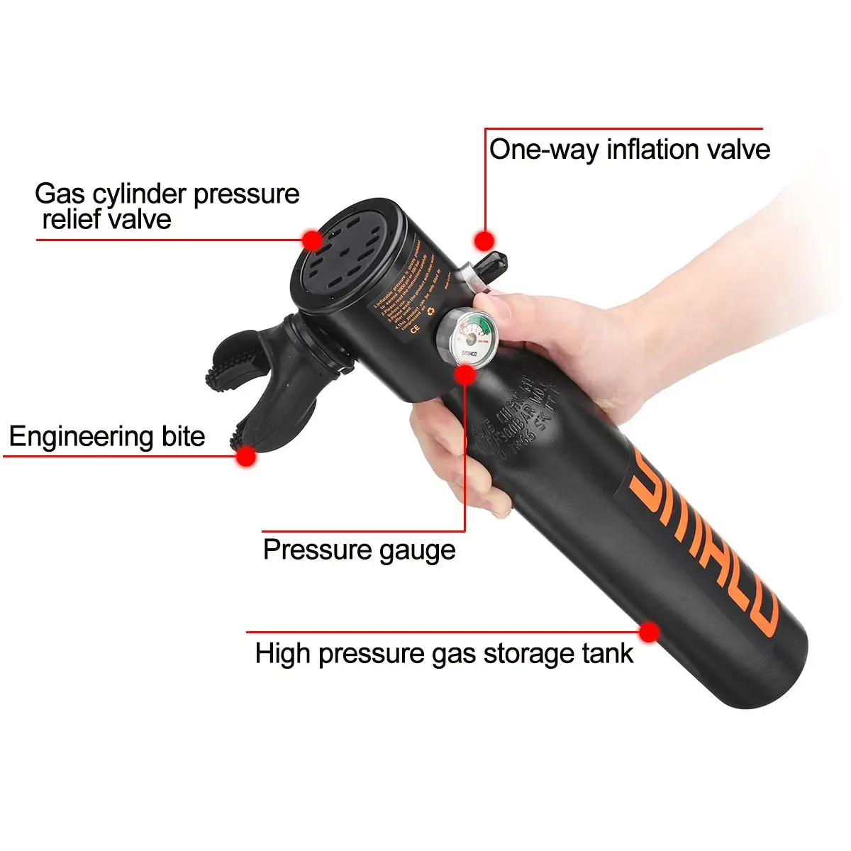 0.5L Portable Mini Scuba Oxygen Cylinder Air Tanks 3000PSI Max Diving Equipment For Snorkeling Underwater Breathing Pump Bag