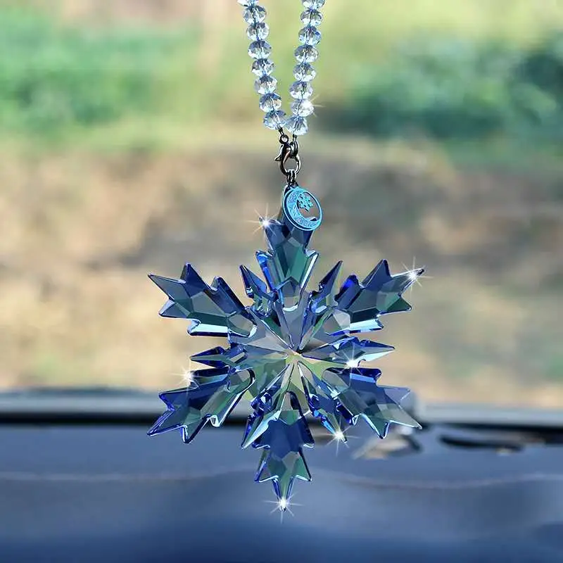 

Car Pendant Crystal Large Snowflakes Ornaments Snowflake Clear Crystal Edition Car Rearview Mirror Ornament Interior Accessories
