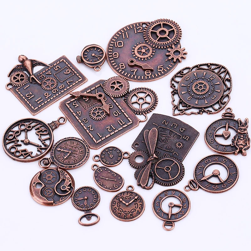 Steampunk Clock Charms for Jewelry Making Diy Vintage Metal Zinc Alloy
