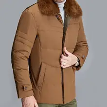 M-3XL Горячая зима Мужская Новая мода среднего возраста бизнес лидер перо вниз хлопок одежда тонкий