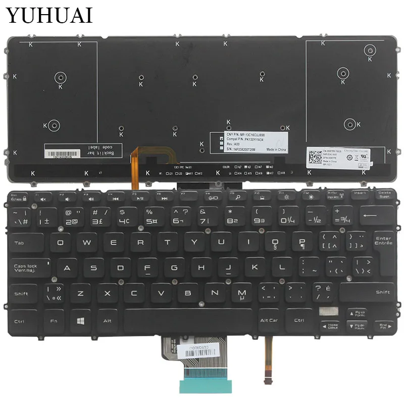 

New Canadian French Laptop keyboard for Dell Precision M3800 XPS 15 9530 black keyboard with backlit