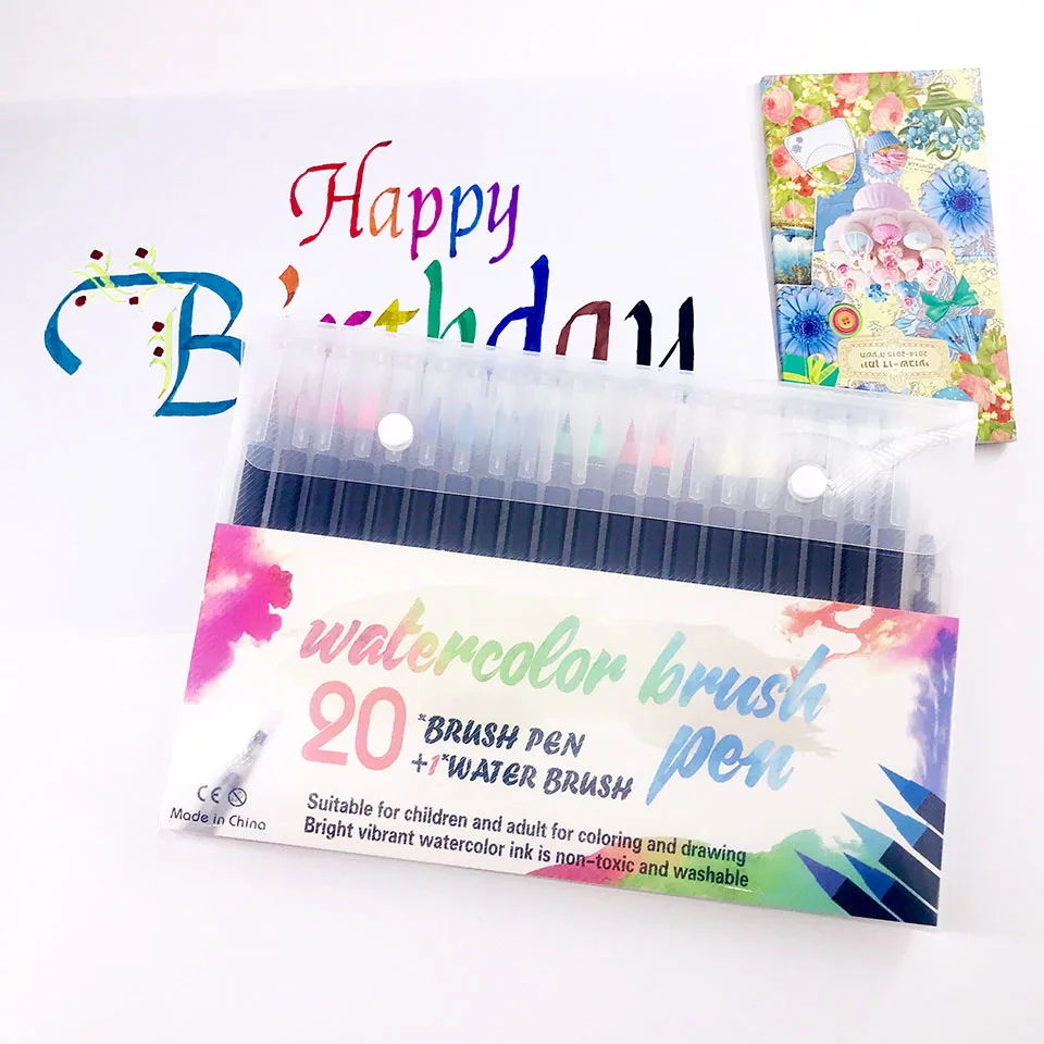 

Brush Pens 24 Colors Watercolor Pens and 1 Water Brush to Color Draw Comic Calligraphy Lettering Pen Design