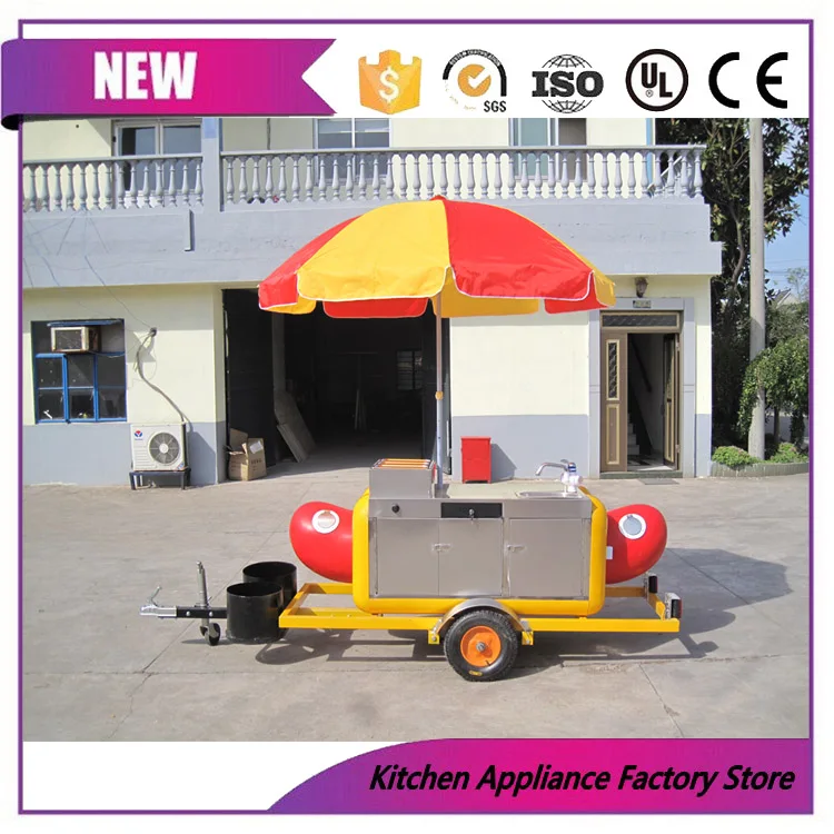 High quality cheap fast food hot dog cart for sale with sunshadein