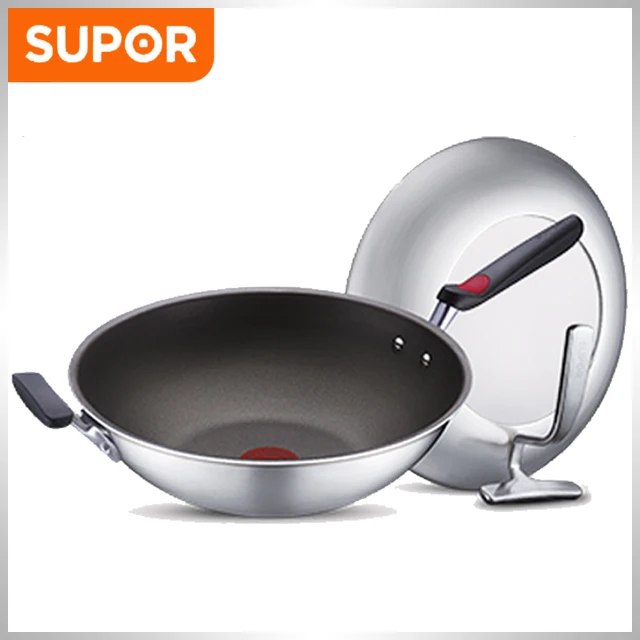 Supor visible Lid Chinese Cookware Stainless Steel Non Stick Cooking