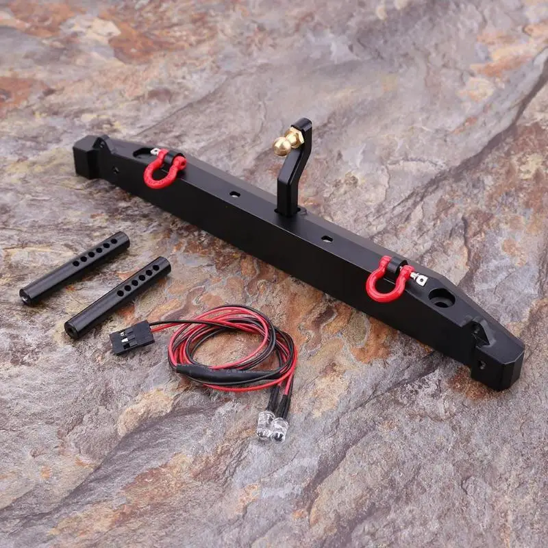 

Rc Car Metal Alloy Rear Bumper Collision Avoidance For Traxxas TRX-4 TRX4 Axial Scx10 Scx10-ll Including Lights Remote Car Props